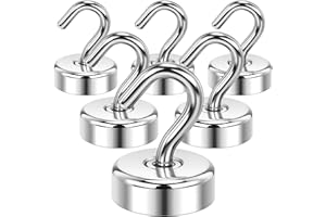Wukong Ganchos magnéticos fuertes, 30 kg, 6 unidades, neodimio, ganchos magnéticos con ganchos para taller, carpa trasera, barbacoa, frigoríficos, ganchos para ropa