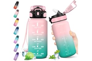 KollyKolla Gourde 500ml, Bouteille d'eau Enfant, Gourde Paille, Étanche & Réutilisable, Sport avec Marqueur de Temps, Motivation pour Enfant, Cyclisme, Bureau, Camping, l'école