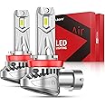 LASFIT H11 H8 H9 LED Fog Light Bulbs, 6000K LED Headlight Bulbs Super Bright Mini Size Easy Install, New Upgrade LC Plus-Pack of 2