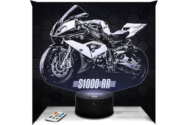 Lampephoto.fr - Lampe 3D Moto BM S1000Rr Décoration Motard, Idée Cadeau Homme Femme, Objet Moto Bm S1000Rr Veilleuse Adulte Déco Chambre, Idee Cadeau Noel Homme Femme Original, Effet Hologramme, TOP