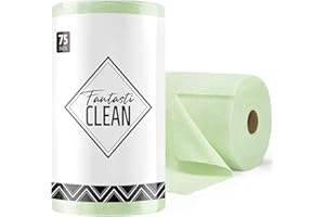 Fantasticlean Rollo de Paño de Microfibra - 75 Unidades, Paños de Limpieza Rasgables, Trapos Reutilizables y Sin Pelusas, para el Coche, la Cocina y el Hogar 30 x 30 cm - Verde