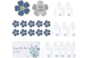 YUECDA Memorial Pins Bulk Celebration of Life Funeral Favors Includes Forget Me Not Flower Lapel Pin Brooches Memorial Poem Cards Organza Bags Memorial Gift for Loved Ones