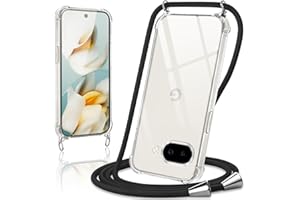 Coiwxmoi Handyband Handyhülle für Google Pixel 9A Hülle mit Band 6,3",Transparent Case mit Kette Abnehmbar zum Umhängen Kordel Schutzhülle,Weich Silikon TPU Stoßfest Cover für Google 9A 5G,Schwarz