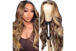 Zeslaerr Cabello Humano 5X5 Lace Front Wig Human Hair Body Wave P4/27 Highlight Brown No Tangles Swiss Lace Brecirian Virgin Natural Wig 34 Inch