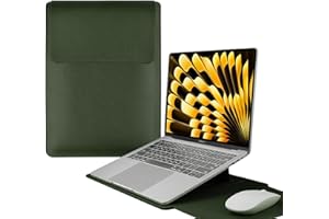 HaruYo 13-14" Funda para Ordenador portátil con Soporte Fuente para Ordenador portátil, de Piel sintética para MacBook Air/MacBook Pro/Surface DELL Lenovo HP ASUS Acer PC (13-14 Pulgadas | Verde)