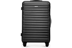 WITTCHEN Skyspeed Line Reisegepäck Großer Koffer Hartschalenkoffer ABS Groß Rollkoffer Trolley Check-In Gepäck Kombinationsschloss Teleskopgriff 4 Rollen Schwarz Lufthansa/Eurowings/Ryanair/Condor