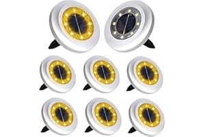 Puncools Solar Lights Outdoor Garden,8 Pack Waterproof Solar Ground Lights for Lawn Pathway Yard Landscape Walkway(Warm White)