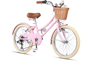 Glerc Missy 20 24 26 Inch Girl Cruiser Hybrid 6-Speed City Bicycle for Youth Girls Over 8 Years Old with Wicker Basket & Kickatand, Multiple Colors