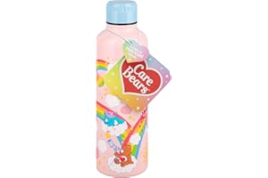Paladone Care Bears Metal Water Bottle with Screw-Top Lid 600ml, Officially Licensed Cute Reusable Drinkware with Colourful Design for Travel, Sports, School and Office