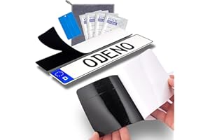 Odeno® Kit de support de plaque minéralogique auto-adhésif sans cadre | Adhésif extrêmement résistant aux intempéries et fermeture Velcro | Original