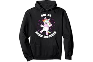 BIN DA KANN LOSGEHEN NIEDLICHE TIERE FUN SPRÜCHE Unicorn Bin da kann losgehen, funny glitter women's / girls' pullover hoodie, black, s