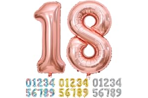 Ponmoo Foil Globo Número 18 81 Oro Rosa, Gigante Numeros 0 1 2 3 4 5 6 7 8 9 10-19 20-29 30 40 50 60 70 80 90 100, Grande Globos para La Boda Aniversario, Globo de Cumpleaños Fiesta Decoración