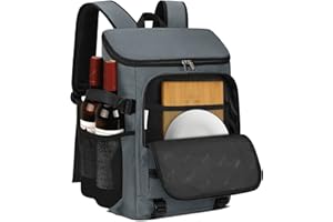 ‎NEWHEY NEWHEY 30L Kühlrucksack Wasserdichten Isoliert Kühltasche Groß Picknickrucksäcke Leicht Lunch Tasche Rucksäcke Cooler Bag für Camping BBQ Wandern Picknick Grau
