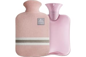 BEASERT Hot Water Bottle with Knitted Cover, 1 Litre PVC Hot Water Bag for Hot and Cold, Hand Feet Warmer, Neck and Shoulder Pain Relief(Pink)