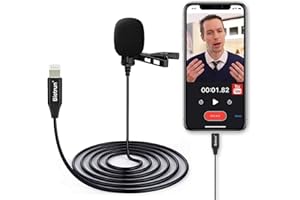 Bietrun Lavalier Mikrofon Lightning Ansteckmikrofon 3M langes Kabel Omnidirektional Kondensator Mikro für iOS iPad Videoaufnahme Interview YouTube Podcast Live Streaming kein Pop-up Fenster