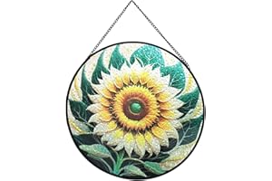 Payutou Hanging Stained Glass Sun Catcher, Sunflower Hanging Stained Glass for Windows,20cm/7.87inch Sun Catcher Christmas Mother's Day, Valentine's Day Ornaments