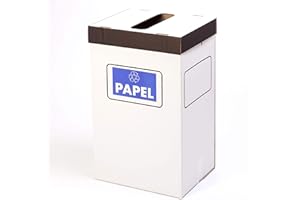 TELECAJAS.COM TELECAJAS | Papeleras de Cartón Automontables con Tapa | Pack 5 Cajas Contenedor Reciclaje Papel | Caja Ecológica para Oficina, Hogar y Eventos
