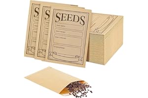 Yiqicomle 60Pcs Seed Envelopes, Mini Brown Packets Envelopes Self Sealing Storage for Flower Vegetable Seeds Collection (3.15x4.72in)