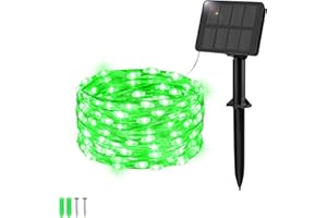 Etopgo Solar String Lights Outdoor Garden, 5M 50LED Green Solar Powered Fairy Lights Waterproof,8 Modes Copper Wire Solar Decoration Lights for Tree,Patio, Garden,Yard,Home,Party