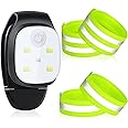 Weewooday Running Light Set Include 4 Pcs Running Reflective Bands and 1 Pack Running Light with 4 Modes USB Rechargeable Clip on LED Dog Lights for Night Walking Running Camping Hiking Adventure