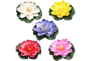 NA Künstliche Seerosen,seerosen Künstliche Durchgeführt Für Deko Garten Oder Teich, Lotusblüte Deko 10cm/3.9inch (Multiple) (5 Arten Von Farben) (5