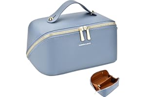 LUROON Cosmetic Bags Large Capacity Ladies Waterproof Makeup Bag Leather Wide Opening Travel Cosmetic Bag with Compartments for Women Girls Beauty Organiser Make Up Bag Beauty Bag