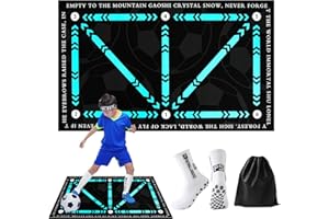 GYHWOFUL Fußball Trainingsmatte 60x90 CM mit Fußballsocken und Aufbewahrungsbeutel, Stoßdämpfende Rutschfest, Training Schritt Fussballmatte, Sport Ballkontrolle für Zuhause, Fussball Trainingszubehör