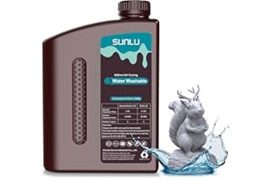 SUNLU Wasser Waschbares 3D Drucker Resin,2kg 405nm UV Schnell Härtend 3D Harz,für 2K 4K 8K LCD DLP SLA Resin 3D Drucker, Kein Alkohol Erforderlich, Hohe Präzision 3D Harz 2000g, Grau