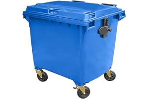 BritishBins Blue 1100 ltr 4 Wheel Wheelie Bin - Large Size 4-Wheel Wheelie Bin - Tough & Durable - For All Your Outdoor Rubbish & Recycling - EN840 Certified & Tested