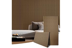 AKKPANE AKK-PANE 2 Pack Acoustic Wall Wood Panels - 1200 MMX 600mm 1.44 m² - 3D Slat Wall Panelling for Wall and Ceiling - Sound Absorbing Wooden Wall Panels for Living Room, Bedroom, Office (Dark Walnut 5#)