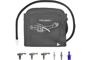 JINSIHU Bracciale Misuratore Pressione, 22-32 cm Fascia Misuratore di Pressione da Braccio Sanguigna Bracciale Ricambio Macchina Pressione Arteriosa Sfigmomanometro Braccio Polsino con 6 Connettore S/M Grigio