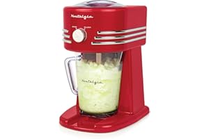 Nostalgia FBS400RDCHL Gefrorene Getränkestation, perfekt für Slush-Getränke, Schneekegel, Margaritas, Daiquiris, Edelstahlklingen, Kabelaufbewahrung, Rot