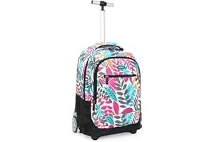 PROTAURI Femmes Trolley Bag Cadeaux Rentrée Scolaire Sac à Dos avec Roulettes Étudiant Cartable Roulette Entreprise Bagages Voyage Roues Sac a dos De plein air, 19 Pouces