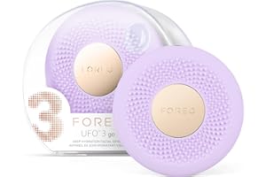 Foreo Ufo 3 Go, Dispositivo da Viaggio per Maschera Viso Antirughe, Idratazione, Terapia a Luce Rossa e LED a Spettro Completo, Termoterapia, Massaggio T-Sonic, Compatto, Lavender