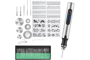 FUNNYTEK 60PCS Electric Engraving Tool Kit, USB Cordless Rechargeable Engraving Pen Mini DIY Engraver Pen Rotary Tool for DIY Art Carving Glass Wood Metal Stone Plastic Nails Jewelry