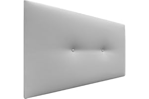 DHOME Cabecero de Polipiel o Tela Acualine Liso con Botones Tapizado de Alta Gama Cabezal Lujo Cama Dormitorio Moderno Acolchado (Polipiel Gris Claro, 105x50cm (Camas 80/90/105))