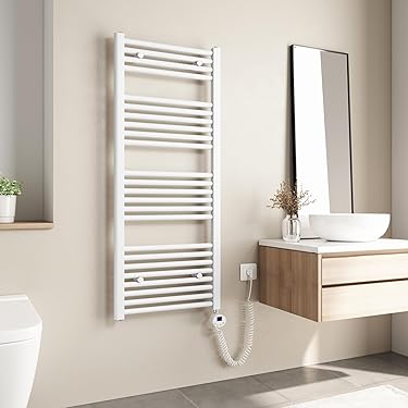 Scaldasalviette Elettrico Per Bagno - 675x450mm, Temperatura Regolabile, Grigio