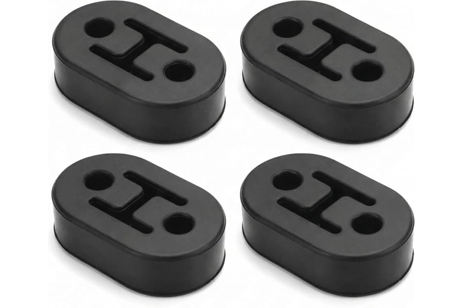 QWORK® 4PCS Universal Car Exhaust Hanger, 2 Hole Exhaust Bracket Rubber Muffler Hanger for Protecting Car Exhaust System