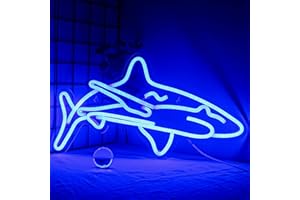 INEONLIFE Requin Led Enseigne Au Néon Pour Chambre À Coucher Bleu Enseignes Au Néon Mur Décoratif 17''x9'' Acrylique Veilleuse Animale pour Garçon Cadeaux Salon Boutique Hôtel Bar Articles De Fête