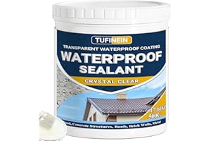 TUFINEIN Sigillante Isolante Impermeabile, 500G Trasparente Sigillante Impermeabile Liquido, Interno ed Esterno Colla Impermeabile, Impermeabilizzante Trasparente Guarnizione di Perdite