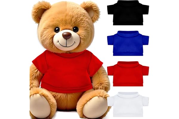 PEOVLVN 4 Pièces Vêtements Ours Mini Build a Bear Clothes - Marron, Rouge, Bleu - 30,5 - 40,6 cm - Ours Faites vos propres poupées en peluche