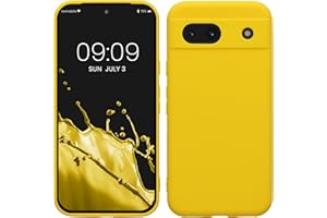 kwmobile Carcasa Compatible con Google Pixel 8a Funda - con Bordes elevados - Apto Carga inalámbrica - Amarillo chillón Mate
