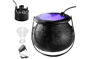 Botiniv Halloween Nebelmaschine Hexenkessel Nebelmaschine Party Nebelmaschine mit 12 Farbwechsel LED Licht Wasserbrunnen Teich mit Netzteil für Halloween Dekorationen