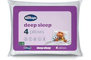 Silentnight Poduszka do głębokiego snu, 4 sztuki – miękkie poduszki do łóżka hotelowego, 4 sztuki – można prać w pralce, poduszki z włókien wydrążonych, łatwe do spania, białe