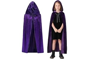 Winwild Halloween Umhang Kinder 120CM Lila Umhang mit Kapuze Samt Cape Vampir Kostüm Mädchen Junge für Karneval Halloween Cosplay Kostüm(S,Lila)