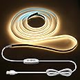 ALITOVE COB LED Strip 2 m TV LED Backlight USB Dimmable 320 LEDs/m 5 V Warm White 3000 K for Wall Cabinet Lighting Bedroom Home Decoration