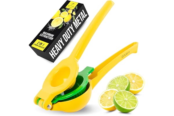 Zulay Metall 2-i-1 citronlimepress – handjuicepress citronpress får varje sista droppe – maximal extraktion manuell citrusjuicer – lättanvänd citronjuicepress – kraftig manuell citronpress