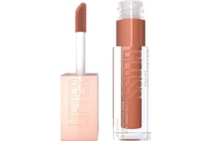 Maybelline New York, Lifter Gloss, Hidratante y Efecto Voluminizador, Cobertura Perfecta, con Ácido Hialurónico, Aplicador XXL para Labios Definidos, Tono Toffee 027, 5.4ml