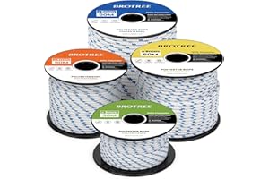 Brotree Cuerda Poliéster 4mm x 30m Blanco/Azul en Rollo - Cordón Trenzado Cuerda Multiusos para Exterior, Amarre, Nautica, Driza - 300KG Carga de Rotura
