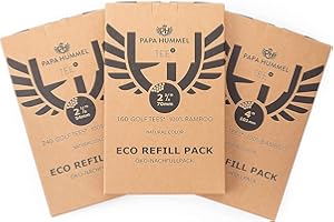 ‎PAPA HUMMEL Papa Hummel – Premium Golf Tees Holz, 54mm - 120 Stück | 70mm - 80 Stück | 101mm - 50 Stück, Für Einen Idealen Abschlag, Bruchfest & Ökologisch Durch Flexiblen Bambus, Wiederverschließbare Verpackung